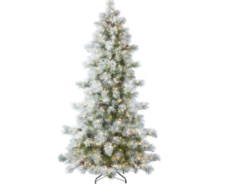 Photo 1 of **LIGHTS DON'T WORK** Holiday Living 7.5-ft Snowy Berkshire Pre-lit Flocked Artificial 
