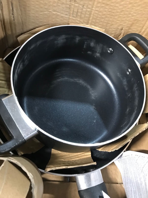 Photo 6 of **DUSTY, ONE LID BROKEN** Amazon Basics Non-Stick Cookware Set, Pots and Pans - 8-Piece Set