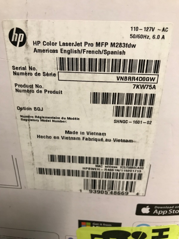 Photo 3 of HP Color LaserJet Pro M283fdw Wireless All-in-One Laser Printer, Remote Mobile Print,