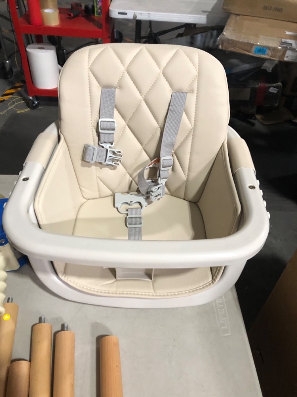 Photo 3 of 3-in-1 Convertible Wooden High Chair, Cream Color
