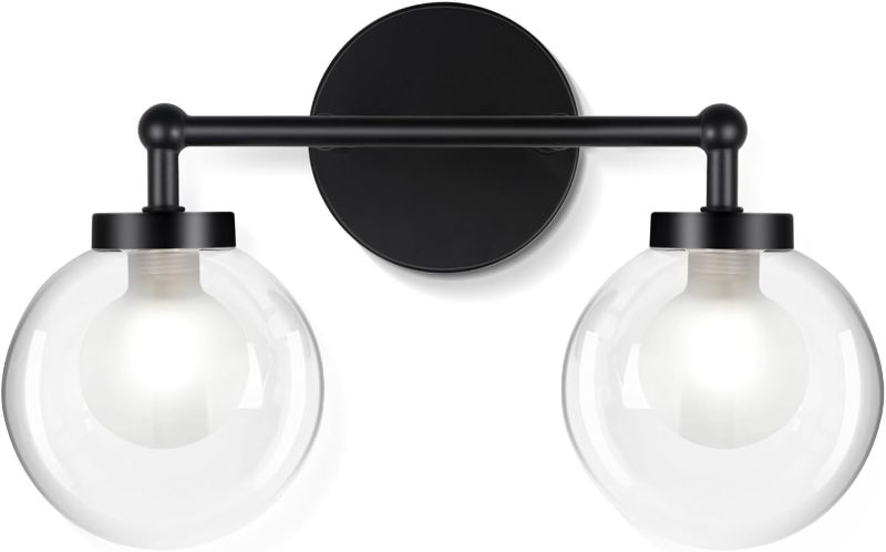 Photo 1 of **NON-REFUNDABLE-SEE COMMENTS**
 2-Light Bathroom Vanity Light, Industrial Wall Sconce Bathroom Lighting Over Mirror, Matte Black Finish, Milk White Glass Shade, G9 Lamp Base 24 inch, 2 Lights Vanity Light