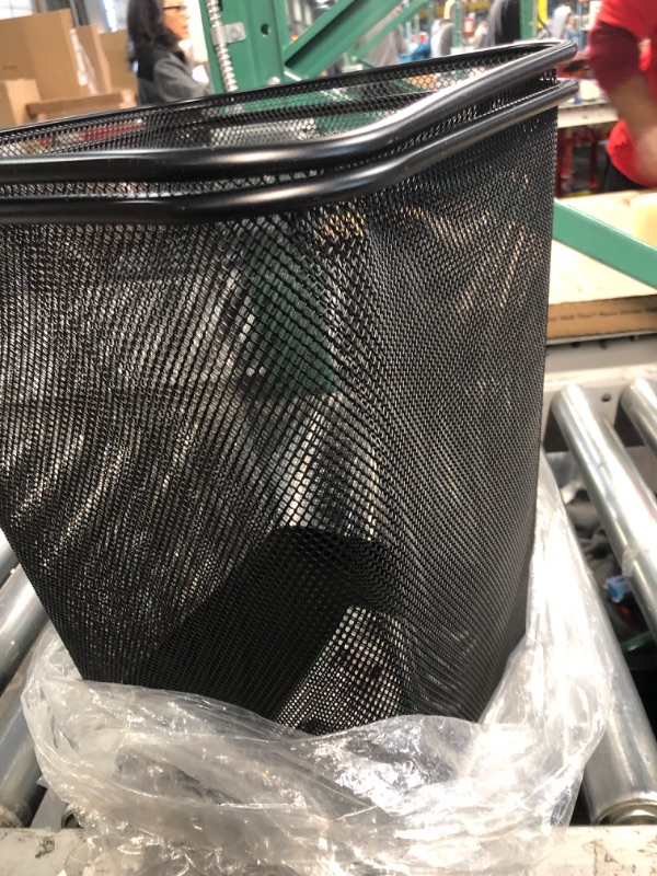 Photo 2 of **BENT** Greenco Wastebasket for Home or Office, 2-Pack, 6 Gallon Black Mesh Square Trash Cans, 