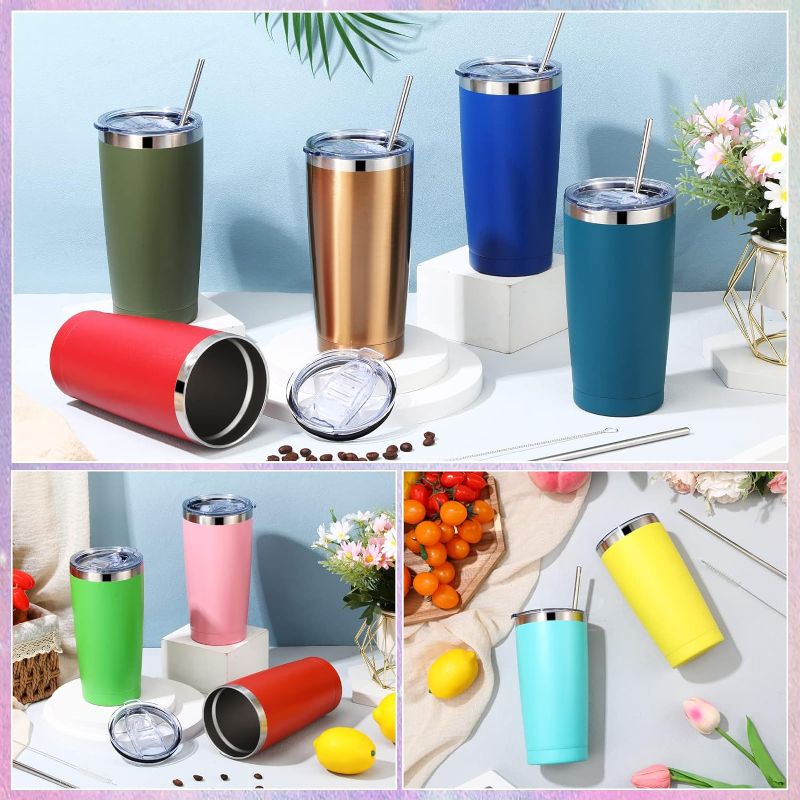 Photo 1 of  Travel Tumbler with Straw and Lids 20 oz Stainless Steel Vacuum Tumbler Cups PACK OF 4 
