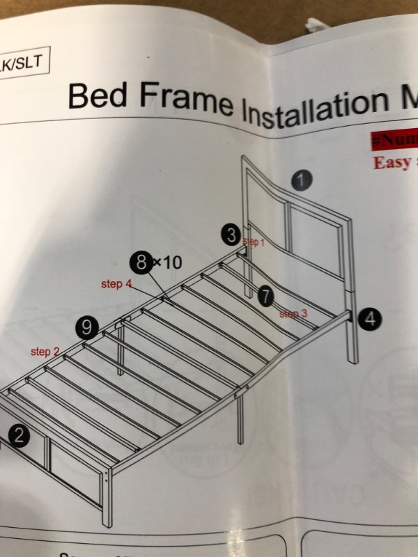 Photo 5 of  STOCK PHOTO SEE PHOTO OF BLUE PRINT
Twin Size Bed Frame with Headboard Platform Bed with Storage no Box Spring Needed ?Black