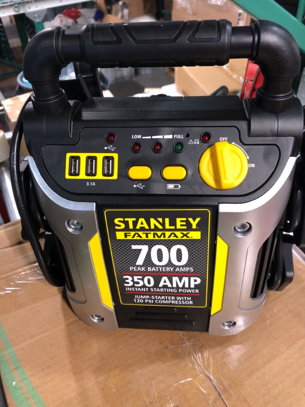 Photo 3 of STANLEY FATMAX J7CS Portable Power Station Jump Starter: 700 Peak/350 Instant Amps, 120 