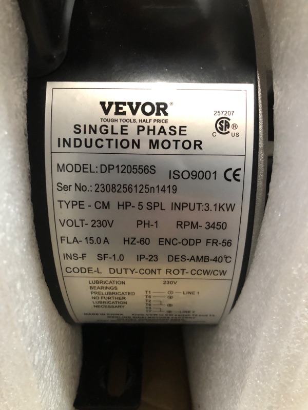 Photo 2 of **STOCK IMAGE IS A REFERENCE ONLY**  VEVOR 5HP Air Compressor Electric Motor, 