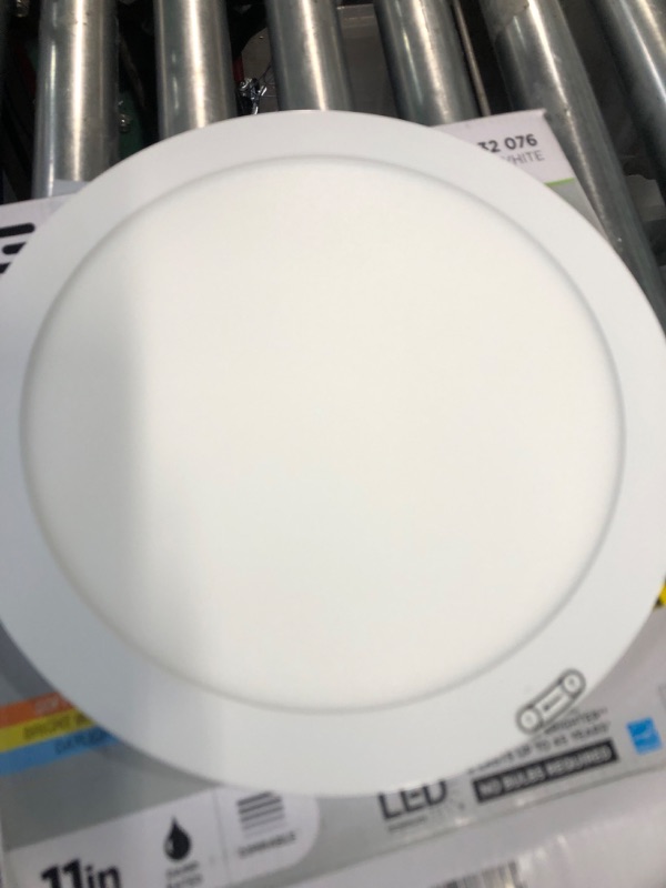 Photo 1 of 11 in. 12.5-Watt Dimmable White Integrated LED Edge-Lit Round Flat Panel Flush Mount Ceiling 