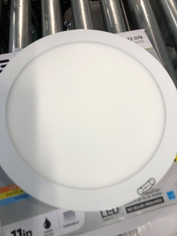 Photo 2 of 11 in. 12.5-Watt Dimmable White Integrated LED Edge-Lit Round Flat Panel Flush Mount Ceiling 