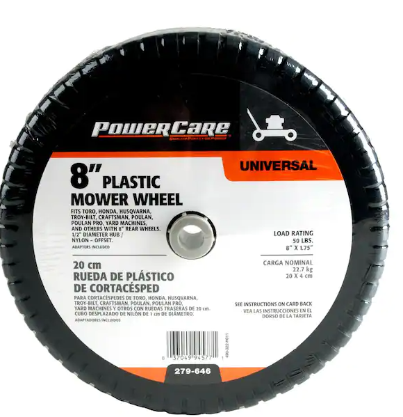 Photo 1 of 8 in. x 1.75 in. Universal Plastic Wheel for Lawn Mowers