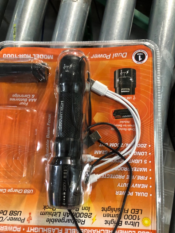 Photo 1 of 1000 Lumens Dual Powered Rechargeable LED Flashlight and 2600 mAh Power Bank