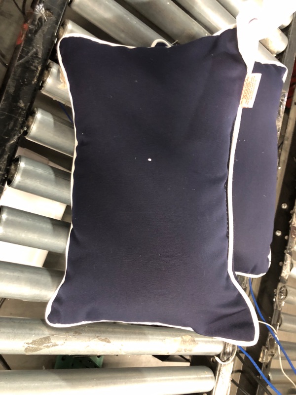 Photo 3 of  Sunbrella Lumbar Pillows with Corded Edges, Set of 2 12"X18" NAVY