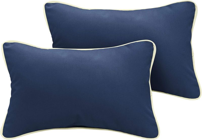 Photo 1 of  Sunbrella Lumbar Pillows with Corded Edges, Set of 2 12"X18" NAVY