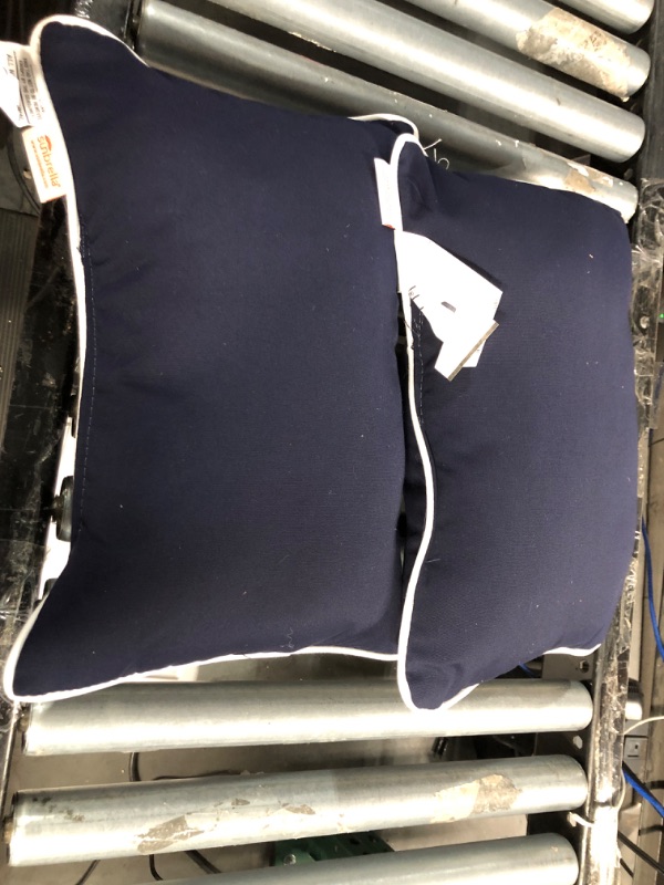 Photo 2 of  Sunbrella Lumbar Pillows with Corded Edges, Set of 2 12"X18" NAVY