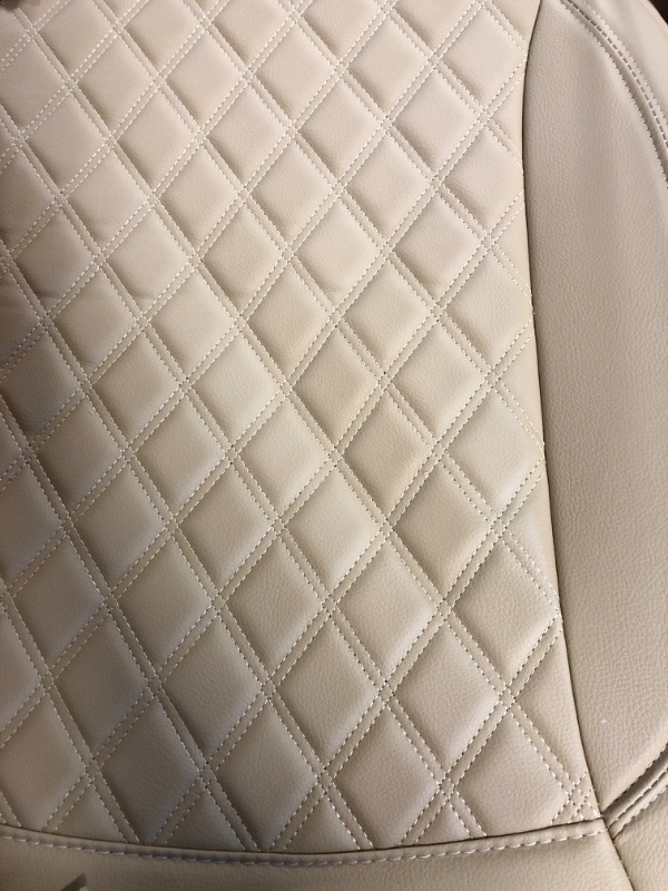 Photo 3 of Motor Trend Car Seat Covers Cushion for Cars Trucks SUV - Diamond Double Stitch Faux Leather Beige Padded with Storage Pockets, Premium Interior Automotive Accessories, 2-Pack