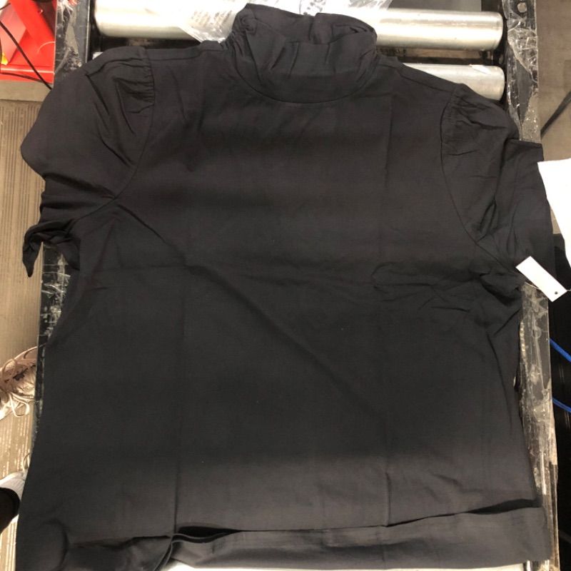 Photo 1 of Amazon Essentials Women's Cotton Modal Draped Puff Sleeve Turtleneck XX-Large Black