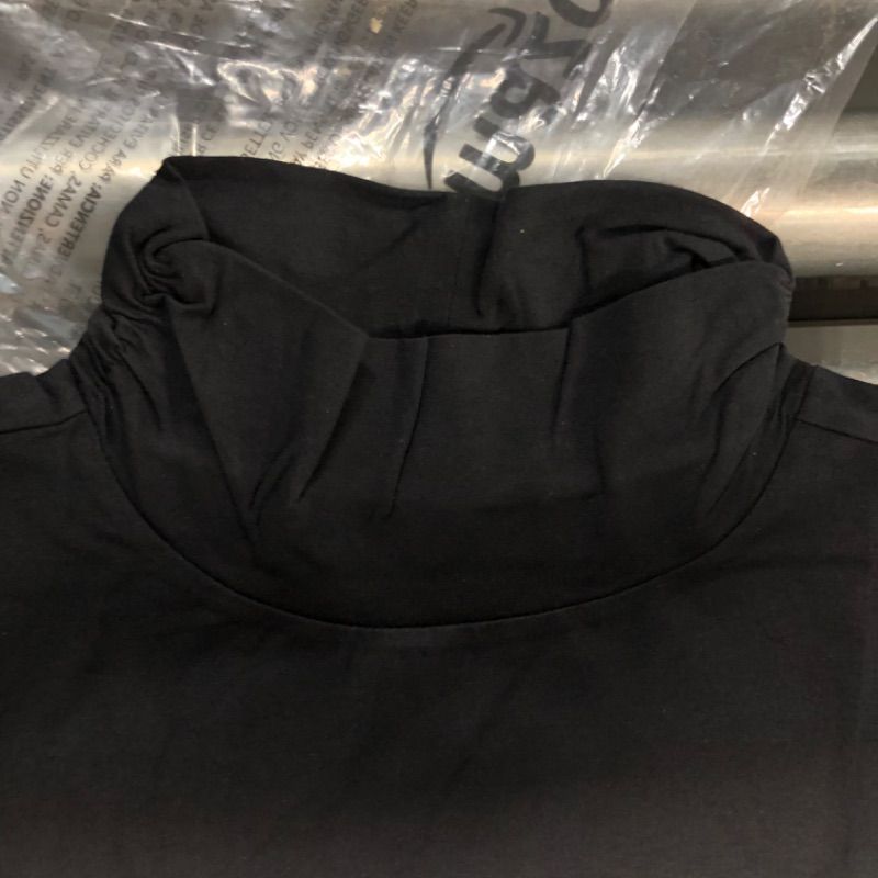 Photo 1 of Amazon Essentials Women's Cotton Modal Draped Puff Sleeve Turtleneck XX-Large Black