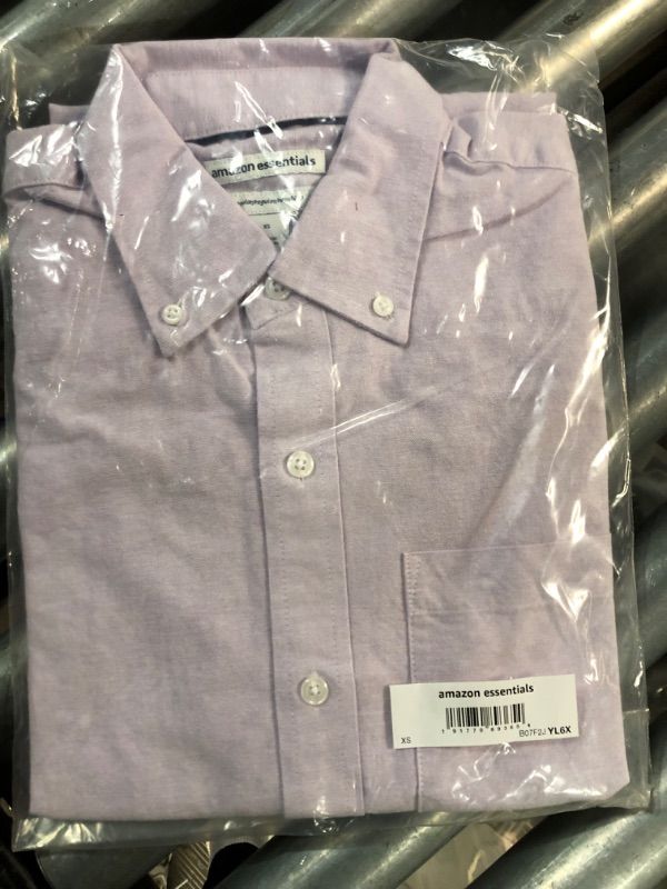 Photo 2 of Amazon Essentials Men's Regular-Fit Short-Sleeve Pocket Oxford Shirt X-Small Lavender