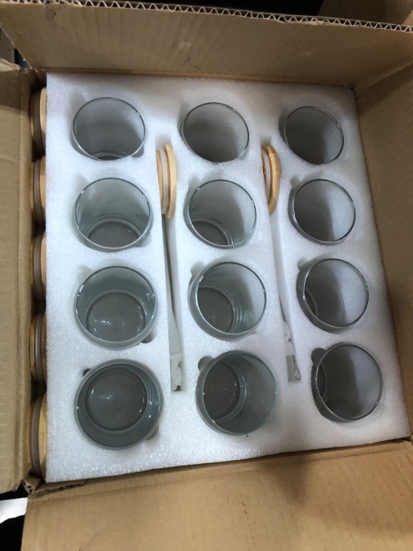 Photo 3 of [ 12pcs Set ] Glass Cups with Bamboo Lids and Glass Straw 16oz