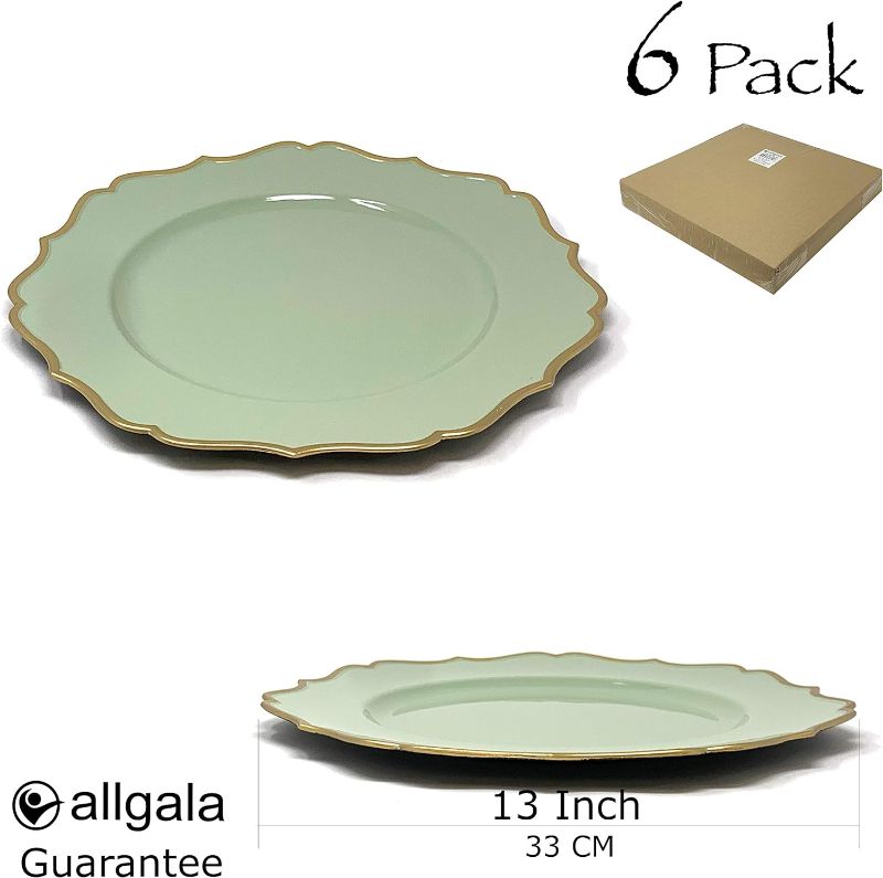 Photo 3 of (READ NOTES) allgala 13-Inch 6-Pack Heavy Quality Round Charger Plates-Floral Sage-HD80346 6 Floral Sage
