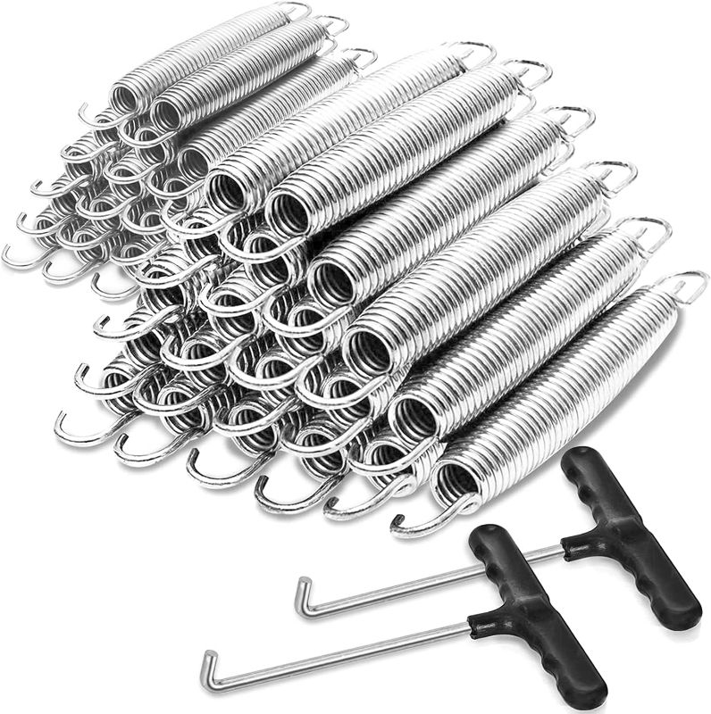 Photo 1 of (READ NOTES) PARTYSAVING |20 Pack| / |40 Pack| 7" Silver Trampoline Spring Galvanized Steel Replacement with Free T-Hook for Skywalker, JumpKing, Upperbounce, Skybound