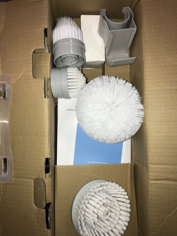 Photo 2 of (READ NOTES) kHelfer Electric Spin Scrubber Kh8, 2023 New Cordless Shower Scrubber, 4 Replacement Head, 1.5H Bathroom Scrubber Dual Speed, Shower Cleaning Brush with Extension Arm for Bathtub Grout Tile Floor
