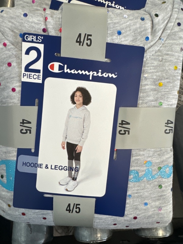 Photo 2 of Champion Girls' Oxford Heather/Black Heavyweight Active Hoodie & Legging Set Size 4/5