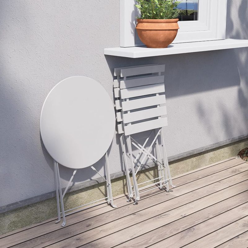 Photo 3 of (READ NOTES) Grand patio 3-Piece Bistro Set Folding Outdoor Furniture Sets with Premium Steel Frame Portable Design for Bistro & Balcony, White