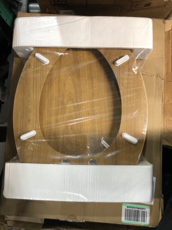 Photo 3 of (READ NOTES) senplus toilet seats elongated, Enameled Wooden Toilet Seat for standard toilets, Slow close Design, Quick release mechanism, Easy Clean and Install