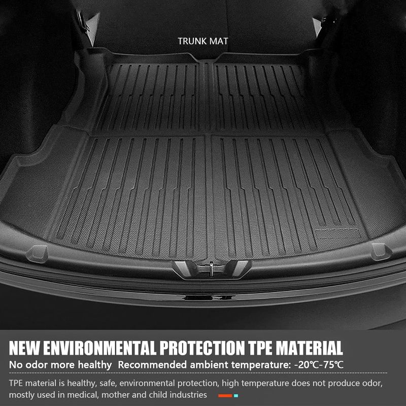 Photo 3 of (READ NOTES) powoq Fit 2020-2023 Tesla Model Y TPR Trunk Mat All Weather Cargo Mat Waterproof Cargo Liners Trunk Liner for 2020 2021 2022 2023 Tesla Model Y 5-Seat Accessories(A Set of 4)