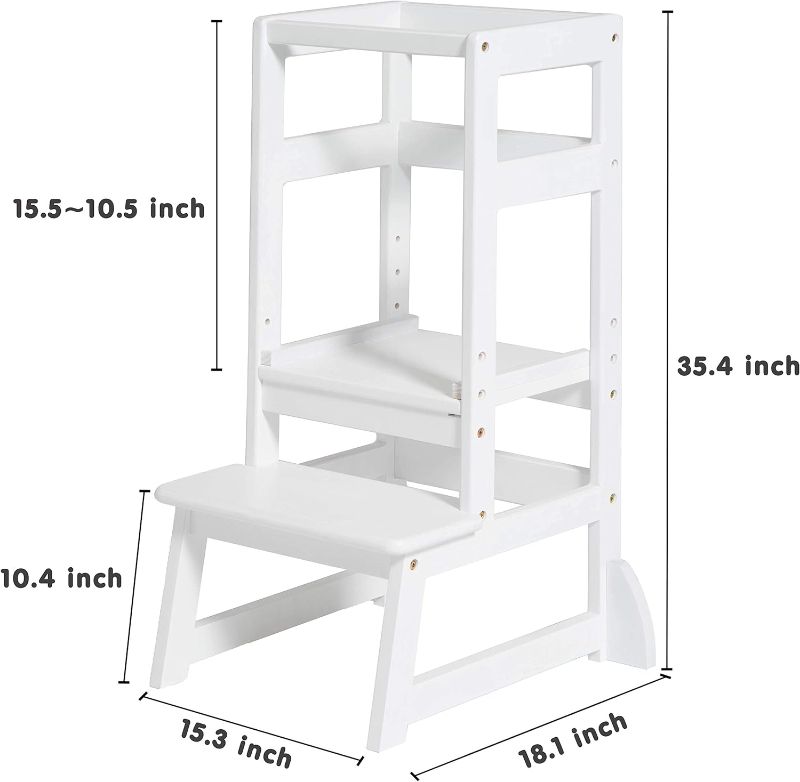 Photo 6 of (READ NOTES) SDADI Adjustable Height Kitchen Step Stool,Kids Learning Stool,Mothers' Helper LT05W White