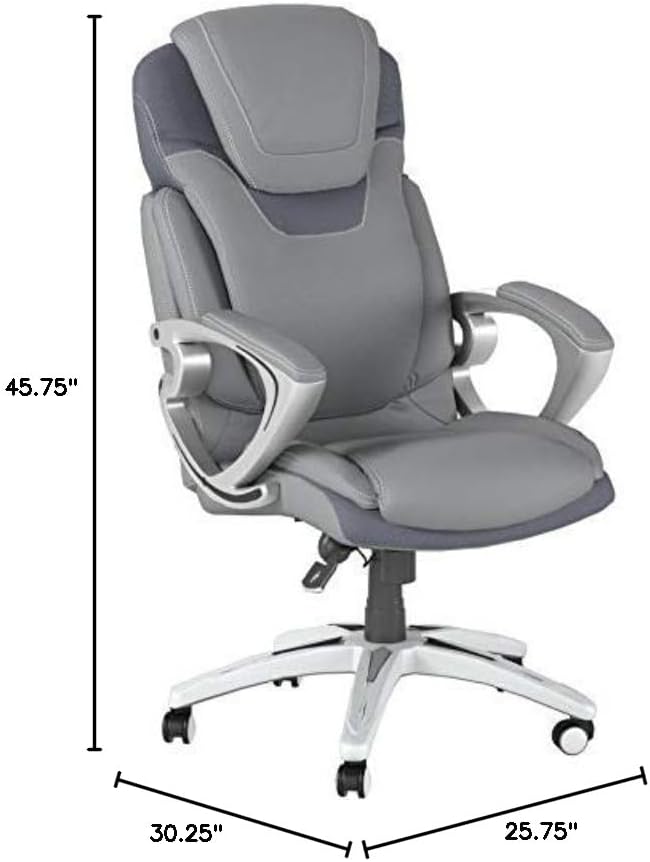 Photo 3 of (READ NOTES) Serta AIR Bonded Leather Task Chair, Light Gray (CHR200004)