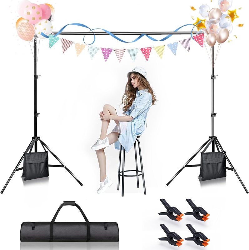 Photo 1 of (READ NOTES) BEIYANG Backdrop Stand, 7.5 FT x 10 FT Adjustable Photography Background Support System Kit with Carrying Bag for Photo Video Studio
