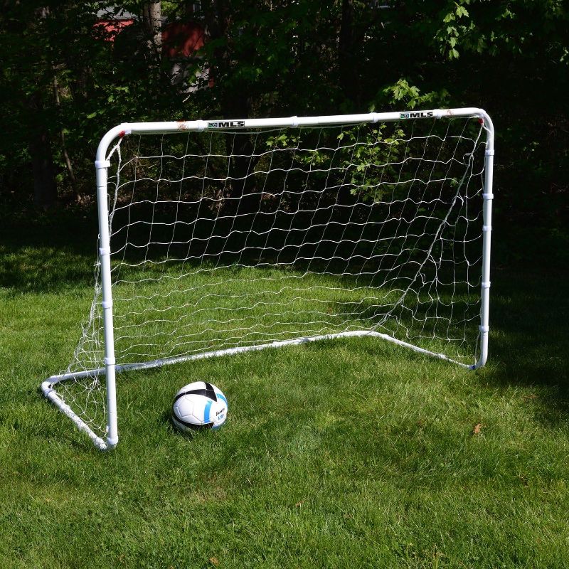 Photo 3 of (READ NOTES) Franklin Sports Competition Backyard Soccer Goals - Portable Outdoor Soccer Goal with Net - Steel Post Metal Soccer Net with Ground Stakes - Folding Backyard Soccer Goal - Official Size + Mini Goals Non-Folding 6' x 4' Silver