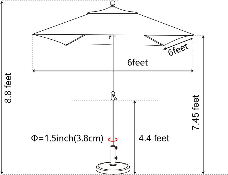 Photo 4 of (READ NOTES) EliteShade USA 10-Year-Non-Fading Sunumbrella 6x6Ft Square Market Umbrella Patio Outdoor Table Umbrella with Ventilation, Rust 6.5x6Ft Rust