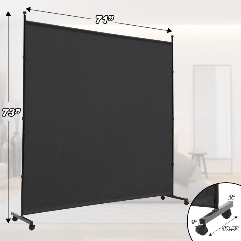 Photo 3 of (READ NOTES) SIMFLAG 6FT Single Panel Room Divider with Wheels,Rolling Fabric Room Dividers for Partition Privacy Screens,Freestanding Wall Divider for Home Office,Restaurant,Hospital,(Black)
