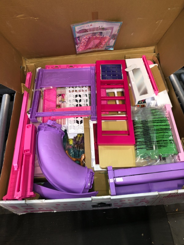 Photo 2 of (READ NOTES) Barbie Dreamhouse, Doll House Playset with 70+ Accessories Including Transforming Furniture, Elevator, Slide, Lights & Sounds Wheelchair Accessible Elevator