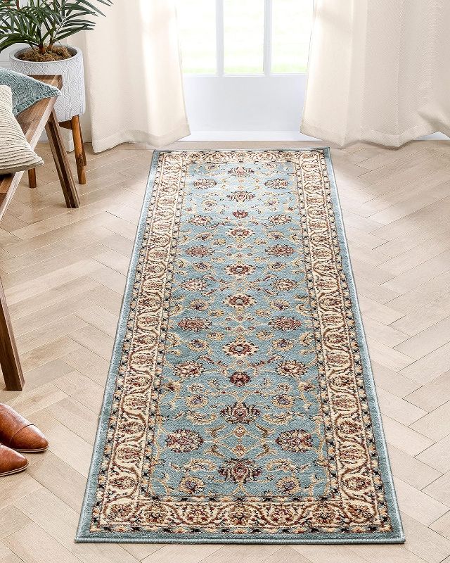 Photo 1 of (READ NOTES) Well Woven Barclay Sarouk Traditional Rug 2'3" x 7'3" Runner Light Blue