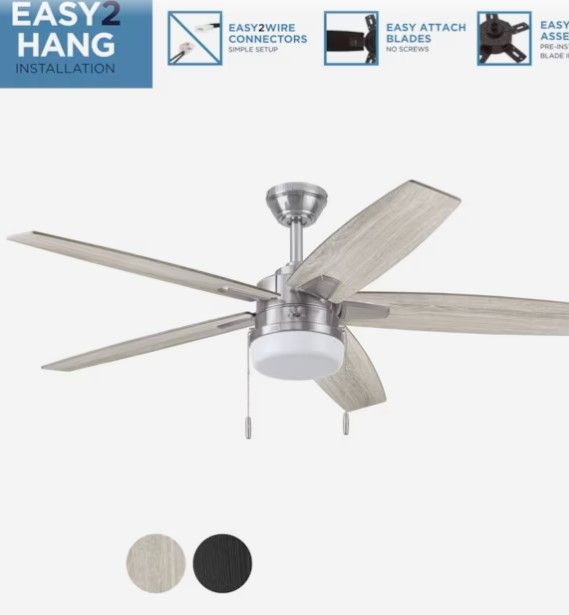 Photo 1 of (READ NOTES) Harbor Breeze Windshore Easy2Hang 52-in Brushed Nickel Indoor Ceiling Fan with Light (5-Blade)
