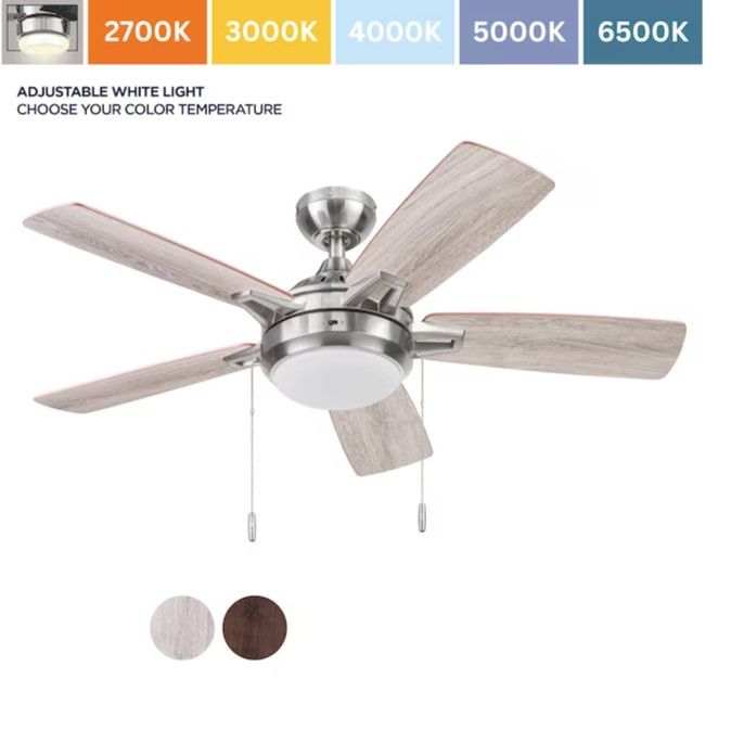 Photo 1 of (READ NOTES) Harbor Breeze Audiss 44-in Brushed Nickel Color-changing Indoor Ceiling Fan with Light (5-Blade)
