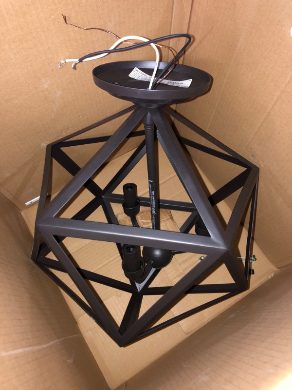 Photo 1 of (READ NOTES) Quoizel Liberty Park 3-Light 13.125-in Bronze Semi-Flush mount light
