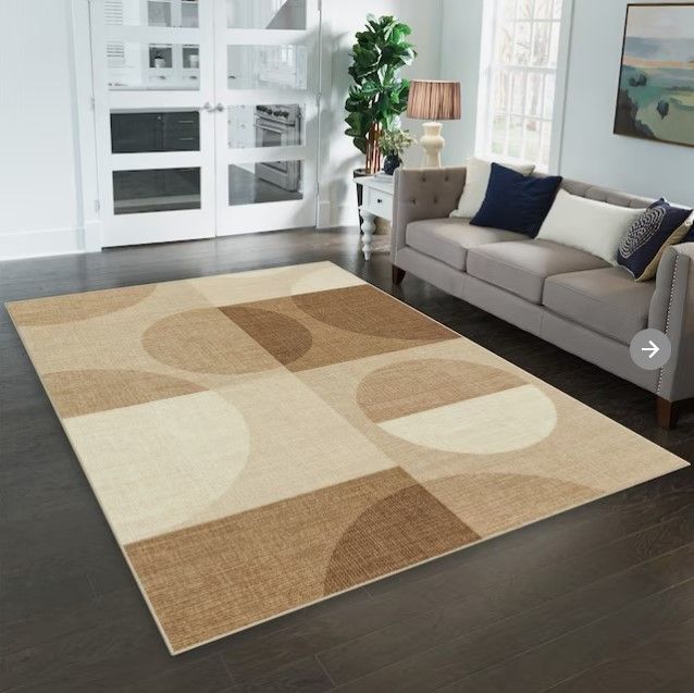 Photo 1 of (READ NOTES) Style Selections 7 X 10 (ft) Neutral Indoor Geometric Area Rug
