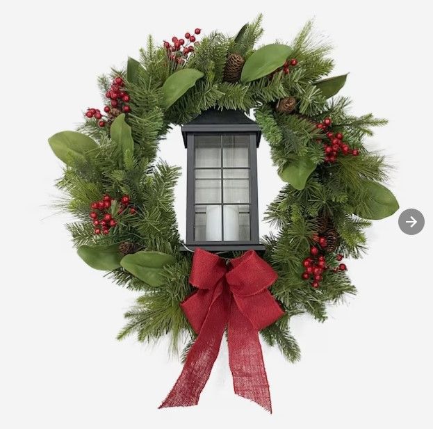 Photo 1 of (READ NOTES) Holiday Living 30-in Pre-lit Indoor or Outdoor Battery-operated Green, Red, Black Artificial Christmas Wreath
