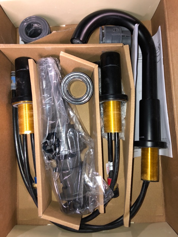 Photo 1 of (READ NOTES) allen + roth Harlow Matte Black Widespread 2-handle WaterSense Bathroom Sink Faucet with Drain
