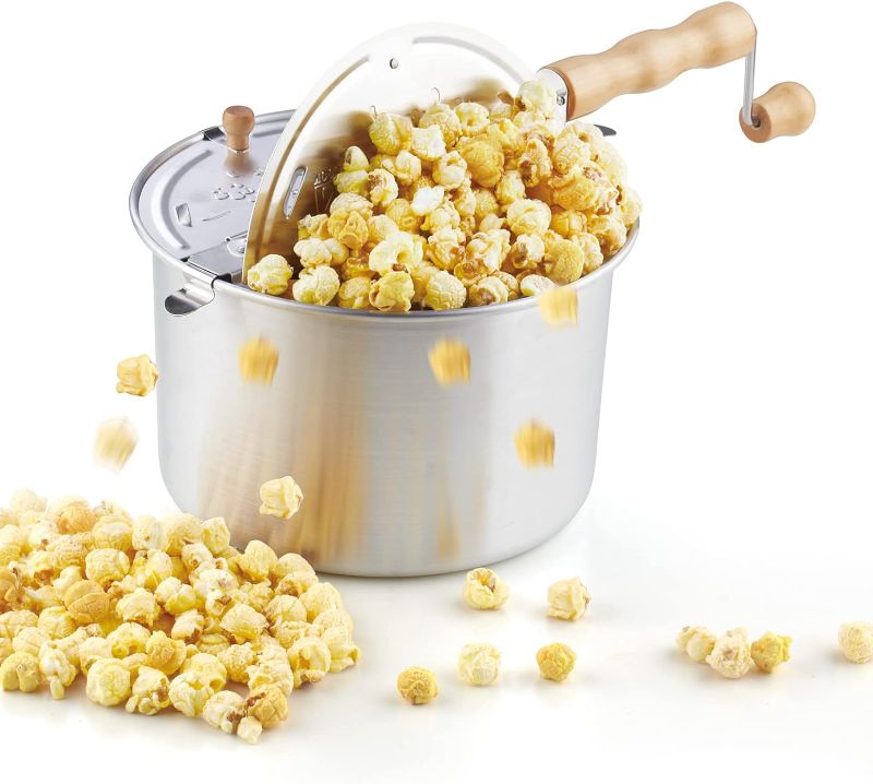 Photo 1 of (READ NOTES) Cook N Home 02626 6 Quart Aluminium Stovetop Popcorn Popper Silver
