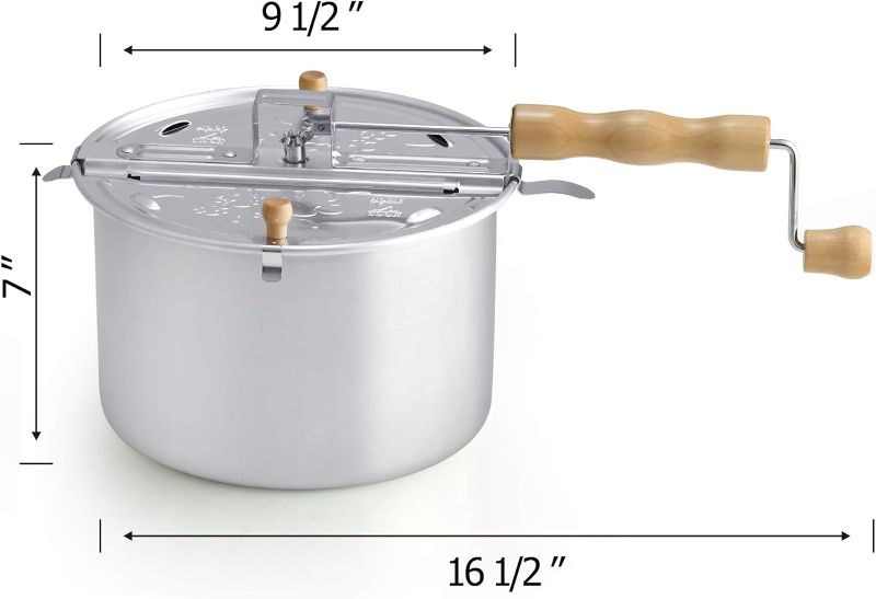 Photo 3 of (READ NOTES) Cook N Home 02626 6 Quart Aluminium Stovetop Popcorn Popper Silver
