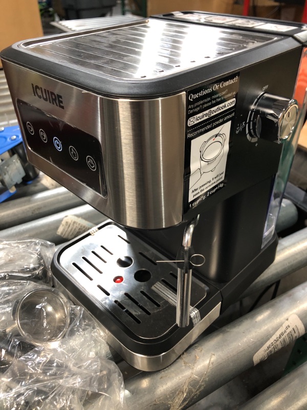 Photo 3 of (READ NOTES) ICUIRE Espresso Machine with Milk Frother, 20 Bar Coffee Machine, 1.5L/50oz Removable Water Tank, 1050W Semi-Automatic Espresso/Latte/Cappuccino Machines for Home Barista, Office