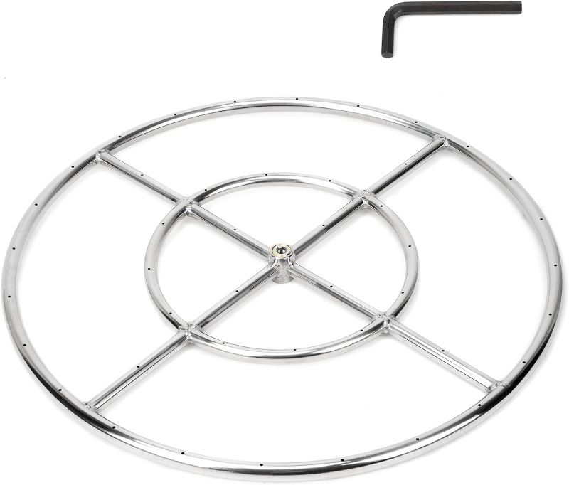 Photo 1 of (READ NOTES) Stanbroil 24 Inch Round Fire Pit Burner Ring for Natural Gas & Propane Fire Pit Fireplace - 304 Stainless Steel Fire Pit Burner for Indoor & Outdoor, BTU 147,000 Max