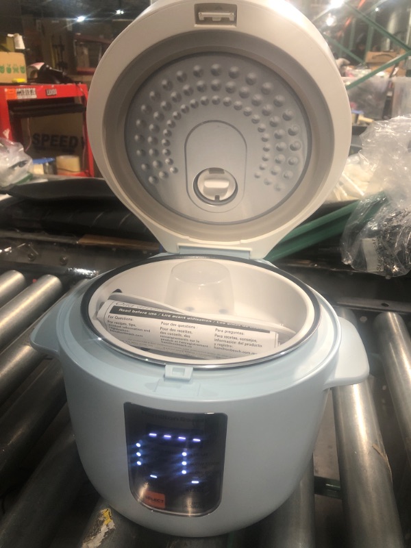 Photo 2 of (READ NOTES) Hamilton Beach Digital Programmable Rice Cooker & Food Steamer,12 Cups Cooked (6 Uncooked), with Slow Cook & Hard-Boiled Egg Functions, Steam & Rinse Basket, Blue (37561) 12 Cups Cooked (6 Uncooked), Rice Cooker
