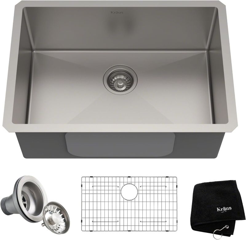 Photo 1 of (READ NOTES) Kraus KHU100-26 Standart Pro 16 Gauge Undermount Single Bowl Kitchen Sink, 26 Inch, Stainless Steel
