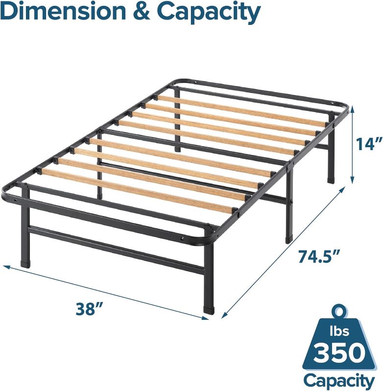 Photo 4 of (READ NOTES) Zinus SmartBase Essential Mattress Foundation with Bamboo Slats/Metal Platform Bed Frame/Sustainable Bamboo Slat Support/No Box Spring Needed/Easy Assembly, Twin Twin Bamboo Slats